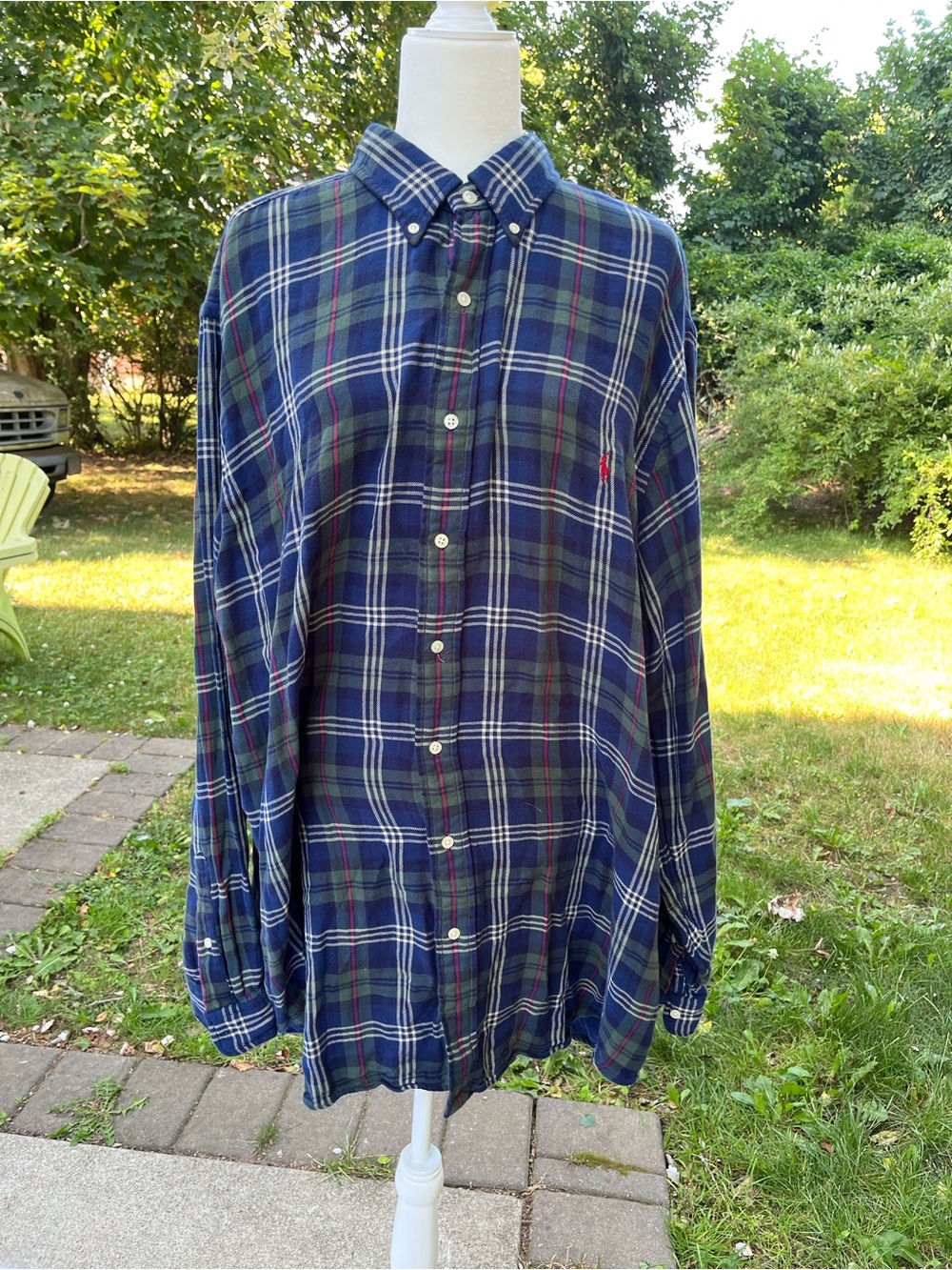 Ralph Lauren Flannel Long Sleeves Shirt Navy Tartan